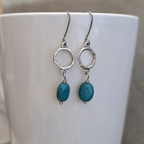 PURIFY MY HEART Turquoise Earring with Small Silver Ring